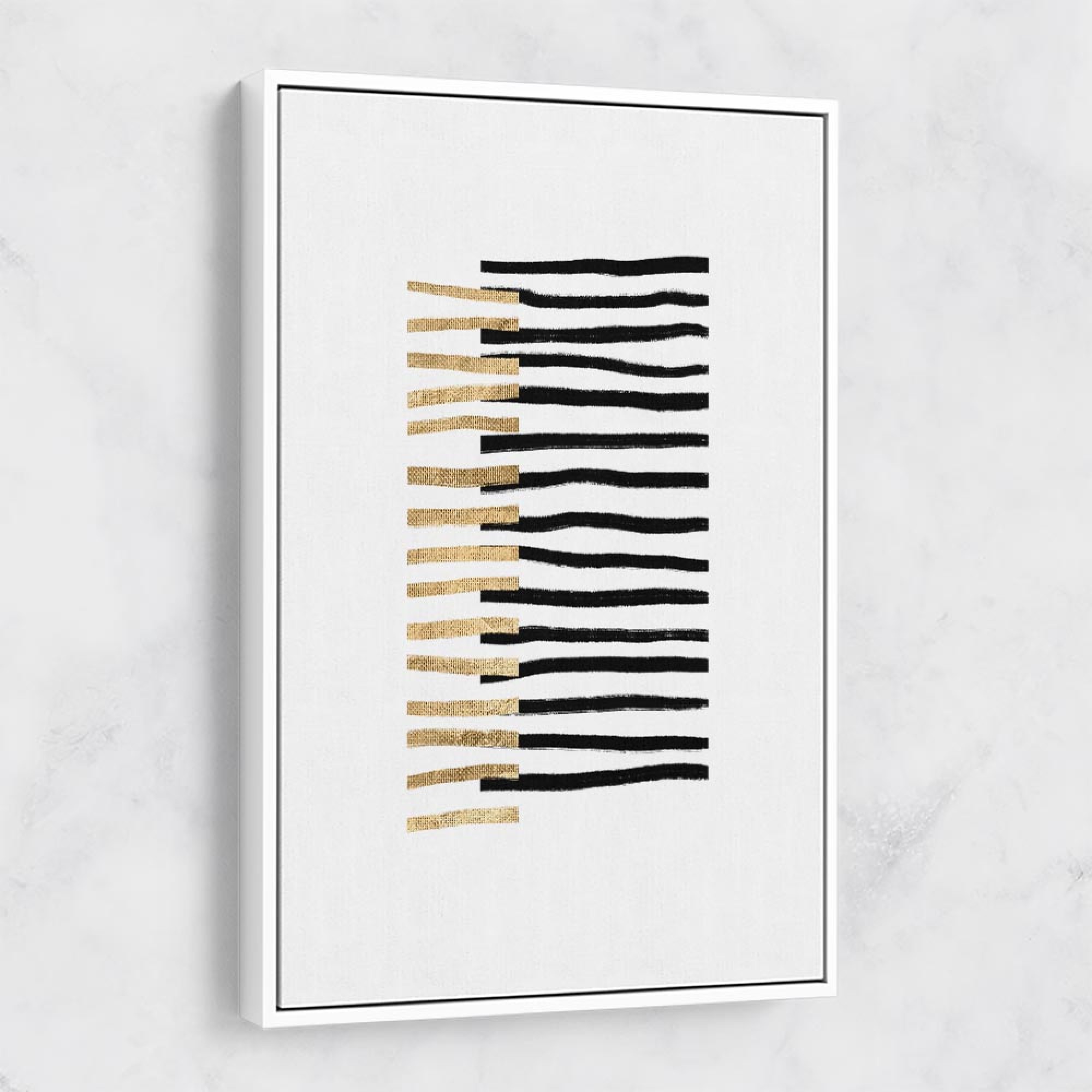 Gold on Black Lines Wall Art